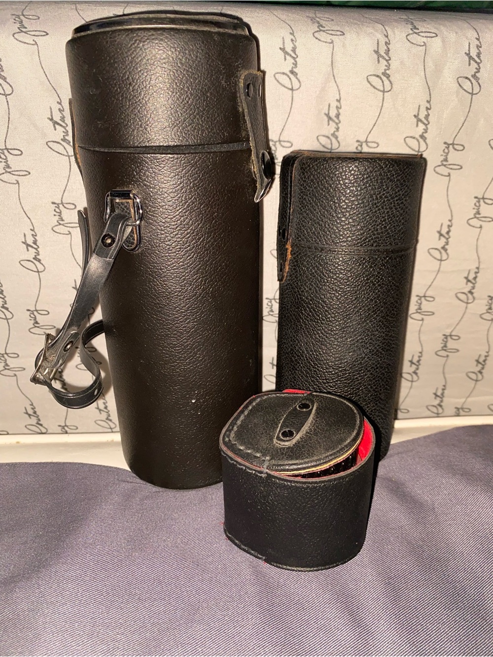 Black Leather Lens Carry Case with Strap - Protective Camera Accessory